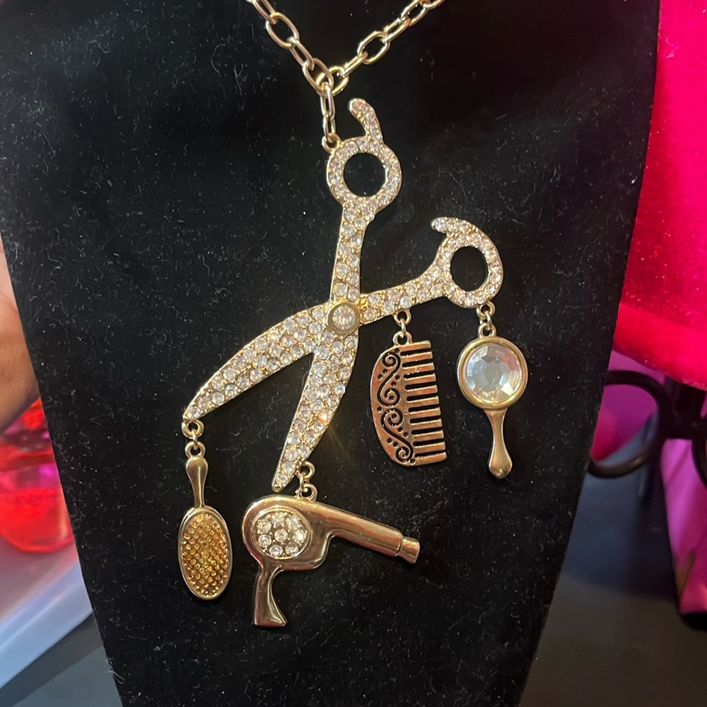 Hair Dresser Charm Necklace Set